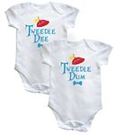 Hippowarehouse Tweedle Dee and Tweedle Dum (Twin Pack) baby vest boys girls White