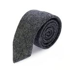 The Tie Co™ New Premium Collection 7cm Wide Wool Tweed Twill Tartan Herringbone Houndstooth Check Ties (18 Herringbone - Navy/Grey)