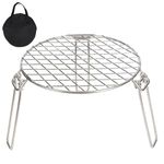 REDCAMP Stainless Campfire Grill Steel Grate, Portable Over Fire Camp Grill for Outdoor Open Flame Cooking BBQ with Carry Bag