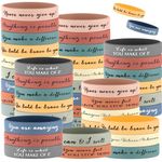 Sieral 50 Pcs Inspirational Wristbands Motivational Bracelets Rubber Bracelets Thank You Gifts Bulk for Kids Students Women Men Stretch Quote Silicone Bracelets, Teens Size, Silicone, no gemstone