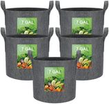 VIEWALL Grow Bags Heavy Duty Fabric Pots Thickened Nonwoven Plant Fabric Pots with Handles for Gardening Low Stress Plant Training Fruits, Vegetables, and Flowers (5, 5 Gallon) (Grey, 7Gallon-5pack)