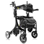 Sinceborn ER-01 Rollator Walker with Seat 4 in 1 Multi-Functional Electric Walker for Seniors Transport Wheelchair Lightweight Foldable Electric Wheelchair with Front & RR Controller