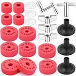 Facmogu 23PCS EVA Material Cymbal Replacement Accessories, Cymbal Stand Tubes, Drum Cymbal EVA Pads Include Wing Nuts, Washers, Cymbal Sleeves & Drum Key - Red