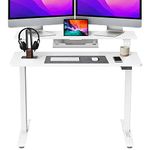 AVLT 47" Electric 2 Tier Standing Desk with Tabletops (3 ft 11 inches) – Height Adjustable Dual 32" Monitor Shelf - Support 176 lbs (80 kg) – White