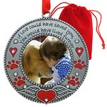 In Loving Memory Pet Ornament - Pet Memorial Photo Ornament - Furever in my Heart - Red Hearts with Angel Wings and Paw Prints - Pet Sympathy Gifts - Loss of a Pet