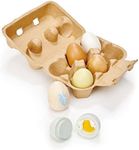 Tender Leaf Toys Wooden Eggs - Wooden Pretend Play Half Dozen Eggs in a Carton