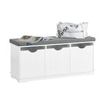 SoBuy® FSR30-W, Storage Bench with 3 Drawers & Removable Seat Cushion, Storage Cabinet Unit