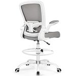 FelixKing Drafting Chair Ergonomic Tall Office Chair, Breathable Mesh Chair with Adjustable Footrest Ring Lumbar Support Flip-up Armrests, High Back Executive Comfy Task Computer Chair for Home Office