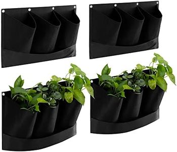 Navaris Bolsillos Colgantes para Plantas - Juego 4X Jardinera Triple Colgante para Pared jardín balcón - Jardineras de Felpa Impermeable para Colgar