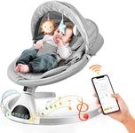 Ixdregan Baby Swing Chair,Electric Baby Bouncer with 5 Swing Amplitudes,Electric Baby Rocker,Baby Bouncer Chair with Mobile App Control and Remote Control Blueteeth, Portable Newborn Rocking Chair