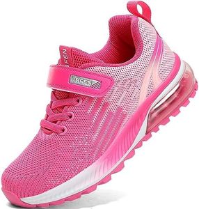 UBFEN Kids Running Shoes Sneakers for Boys Girls, Athletic, Tennis Walking, Gym Sports - Lightweight, Breathable Comfortable D Pink