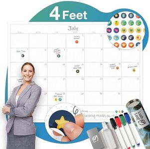 Large Dry Erase Wall Calendar - 36"x48" Premium Giant Oversized Undated Erasable Deadline Task Calendar for 2019 2020 - Jumbo Monthly Task Organizer Planner for Home, Business & Dorm Room