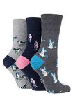 SockShop Gentle Grip Ladies Fun Feet Non-Binding Honeycomb Gentle Top Novelty Patterned Socks in a Multipack of 3 Assorted Colours Size 4-8 Love Birds 4-8