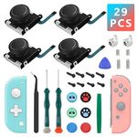 4 Pack Joycon Joystick Replacement for Nintendo Switch, Replacement Joystick Analog Thumb Sticks for Joycon and Switch Lite, Joycon Repair Kit Include Metal Buckles, Screwdrivers, Pry Tools, Thumb Grips Caps, Tweezers