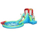 ACTION AIR Inflatable Waterslide, Bounce House with Slide for Wet and Dry, Kids Backyard Waterpark for Summer Fun, Water Gun & Mini Pool, Durable Sewn with Extra Thick Material, Idea for Kids