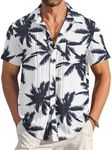 COOFANDY Men's Casual Button Down Shirts Short Sleeve Textured Summer Beach Shirt with Pocket