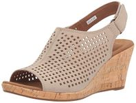 Rockport Women's Briah Perf Sling Wedge Sandal, Taupe Leather, 5 UK