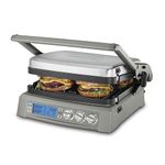 Cuisinart Griddler Elite 6 in 1 Electric Grill, Hob & Top Melt, 260°C Temperature Grill, LCD Display, Dishwasher Safe Hob, GR-300NAS, Steel
