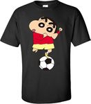 r&s creations Shin Chan Boys & Girls Regular Fit Pure Cotton Half Sleeves T Shirt | Black / 2-3 Years