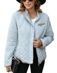 Bellivera Women's Stand Collar Lightweight Quilted Puffer Jacket Diamond Padded Zip Bomber Coat with Pockets 15003 Grey XXL