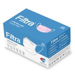 Filtra® 4-Ply Ear Loop Mask (Box of 50 Masks) | High Filtration | Breathable | Hypoallergenic | 4 Layer | Fluid Repellent | Ergonomic (Pink) | Improved & Enhanced Courier Packing