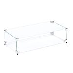 Celestial Fire Glass Fire Pit Flame Guard for 18”x6” Rectangular Burner Pan (Actual Size is 23.5" x 11.5" x 6"), Tempered Glass