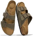 Project Cloud 100% Genuine Leather Mens Sandals - Memory Foam Insole & Cork Footbed Slides for Men Footwear - Non-Slip Summer Sandals for Men & Lightweight Mens Slides (Heritage, ARMYSUEDE,9.5)