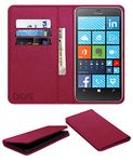 ACM Rich Leather Flip Wallet Front & Back Case Compatible with Microsoft Lumia 640 LTE Mobile Flap Magnetic Cover Pink