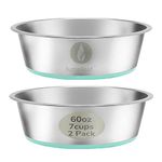 LumoLeaf Dog Bowls Large Stainless Steel 1750ml 2 Pack Water and Food Bowls, Non Slip Pet Feeder Dishes with Rubber Bottom, Pet Bowls for Medium and Large Dogs (1750 ml 2 Pack)