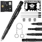 Tactical Pen for Self-Defense Pens LED Tactical Flashlight with Ballpoint Pen, Window Glass Breaker, Whistle + Pocket Tool Credit Card Tool + Wire Saw,Multi Tool Pen for Survival Gear Gift Boxed…