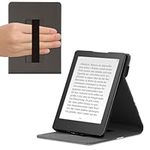 kwmobile Cover Compatible with Kobo Aura Edition 2 Case - Stand + Strap - Magnolias Taupe/White/Dark Grey