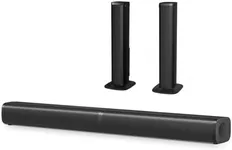 Wohome 2.2 Sound Bar for TV with Built-in Subwoofers, 32 Inches Detachable Soundbar Speaker, Bluetooth 5.3/Optical/AUX/USB Connection (Black)