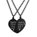 MJartoria BFF Necklace for 2-Split Valentine Heart Together Forever Never Apart Best Friends Pendant Friendship Necklace Set of 2 Inspirational Gift (Z-Distance-Black)