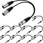 XLR Splitter Cable 1 XLR Female to 2 XLR Male Patch Y Cable Balanced Microphone Splitter Cord Audio Adaptor XLR Y Splitter Microphone Cable for Stereo Mic to L and R Audio Track, 1 Foot (15 Pcs)