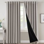 H.VERSAILTEX 100% Blackout Curtains for Bedroom with Black Liner Full Room Darkening Curtains 96 Inches Long Thermal Insulated Back Tab/Rod Pocket Window Drapes for Living Room, 2 Panels, Warm Taupe