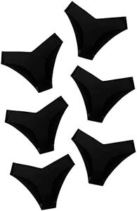 DEANGELMON Women Seamless Bikini Cheeky Underwear Invisible No Show Panties V-Waist Hipster Ladies Soft Stretch Multi Pack, Black - 6 Pack, Medium