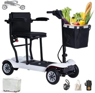 PAISEEC Ultra Lightweight Mobility Scooter for Adults, Electric Powered Mobility Scooter, 39.7 lbs Folding Design with 2 Lithium Batteries, Travel up to 18.6 Miles Airline Approved-White
