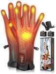 Heated Gloves for Women Men, LATIT Rechargeable Battery Winter Heated Gloves, Rain/Snow-Resistant Hand Warmers Touch Screen Leather Electric Heated Gloves for Running Cycling Driving Camping Hiking