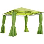 Outsunny 3 x 3(m) Garden Gazebo, Outdoor Gazebo Canopy Shelter with Curtains and Steel Frame for Lawn, Yard and Deck, Green