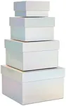 Stockroom Plus Set of 4 Sizes Square Nesting Gift Boxes with Lids for Presents, Decorative Goodie Box for Holidays, Wedding, Birthday, and Party Favors (Holographic Silver)