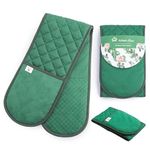 Green Double Oven Gloves | Maximum Heat Resistant Protection | Double Oven Mitt With Silicone Non-slip Design | Machine Washable Oven Glove Home & Kitchen Accessories.