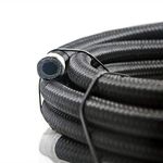 6AN 10FT Universal Braided Oil Fuel Line Hose Stainless Steel Nylon for 3/8" Tube Size