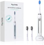 Soft Bristle Electric Toothbrush, Rechargeable with Wireless Charging by Puur Smile - 2 (Blue led) Brush Heads for Adults | 4 Cleaning Modes with Smart Timer, IPX7 Waterproof, Long-Lasting Battery