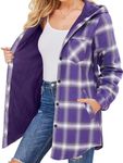 HOTOUCH Women's Long Sleeve Button Down Fleece Jackets Plaid Flannel Shirts Tops Casual Winter Oversized Shackets Coat