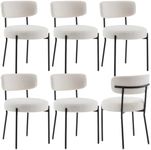 SNUGWAY Boucle Dining Chairs Upholstered Round Mid Century Modern with Curved Backrest Metal Legs for Kitchen Dining Room, Vanity, Living Room