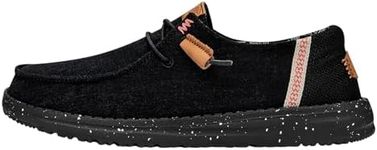 Hey Dude Women's Wendy Washed Black Size 8 | Women's Shoes | Women Slip-on Loafers | Comfortable & Light-Weight