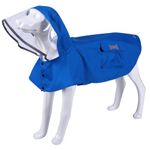 Waterproof Dog Raincoat, Adjustable Reflective Lightweight Pet Rain Clothes with Poncho Hood (Medium, Blue)