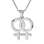 Gay & Lesbian Symbol LGBT Pride Pendant Necklace for Couples Stainless Steel Homosexuality Jewelry, Stainless Steel