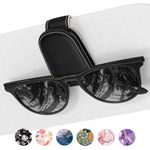 NPOOYI Sunglasses Holder for Car Visor, Magnetic Leather Car Sunglass Holder, Car Sun Visor Glasses Hanger Clip, Car Interior Accessories for Women Men, Fits All Size Eyeglasses, Black