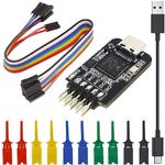 Youmile Mini Logic Analyzer 8 Channels 24MHZ Type-C interface microcontroller ebugging Protocol Analysis ARM FPGA with USB to Type-c cable Test Hook Clip connecting Cable